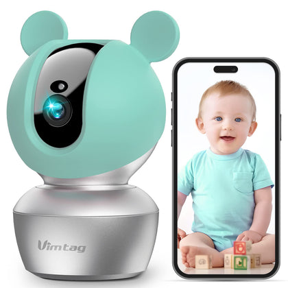 VIMTAG Baby Monitor, 4K/8MP HD 360° Pan/Tilt WiFi Camera for Baby/Pet/Dog/Cat/Home Security with AI Human/Sound/Motion Detection, Night Vision, 2-Way Audio, Up to 512GB Micro SD Card