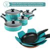 BYKITCHEN Pot and Pan Protectors, Set of 12 and 3 Different Sizes, Larger & Thicker Felt Pan Protector Pads, Cyan Pot Separators Protectors for Stacking and Protecting Your Cookware