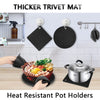 Silicone Trivet Pot Mat, Silicone Pot Holders for Hot Pan and Pot Pads. Heat Resistant Counter Mats for Tables Placemats,Countertops, Spoon Rest and Large Coasters,4 Pack Black(2 Squared + 2 Round)