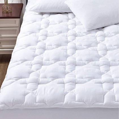CozyLux Queen Mattress Pad Cotton Deep Pocket Mattress Cover Non Slip Breathable and Soft Quilted Fitted Mattress Topper Up to 18