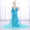 G.C Girls Elsa Frozen Dress Costume Princess Dress Up Clothes with Long Cape Kids Toddler Wig Crown Wand Jewelry Necklace Accessories Halloween Cosplay Birthday Party Supplies