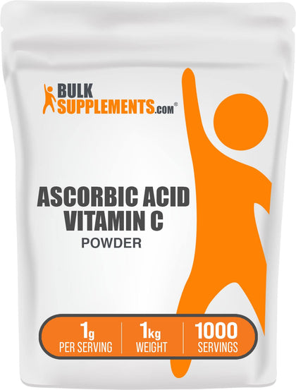 BULKSUPPLEMENTS.COM Ascorbic Acid Powder - Vitamin C Powder, Pure Vitamin C Ascorbic Acid, 1000mg Vitamin C - Powdered Vitamin C, Food Grade & Gluten Free - 1000mg per Serving, 1kg (2.2 lbs)