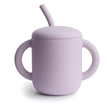 mushie 100% Silicone Training Cup & Straw for Toddlers | 6 Months+ (Soft Lilac)