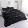 chovy Faux Fur Plush Black Comforter Sets King - Ultra Soft Shaggy Flannel Velvet Fluffy Fuzzy 3PC Bedding Set ?Comforter x 1 Pillowcases x 2?