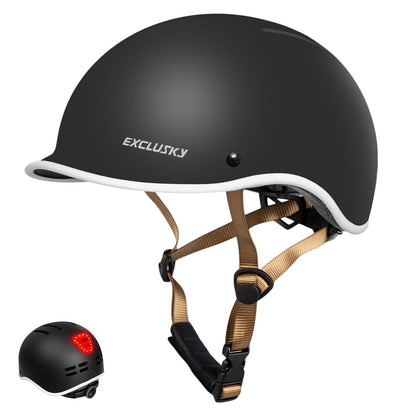 Exclusky Bike Helmet for Men Women,Adult Bike Helmet with USB Rechargeable Rear Light Adjustable Bicycle Cycling Helmets Urban Commuter Helmet Scooter Skate Helmet Size 56-61cm