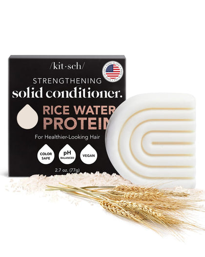 Kitsch Rice Water Protein Conditioner Bar for Hair Growth & Strengthening | Made in US | Eco-Friendly Cleansing and Moisturizing Rice Conditioner Bar | Paraben Free | Sulfate free Conditioner, 2.7 oz