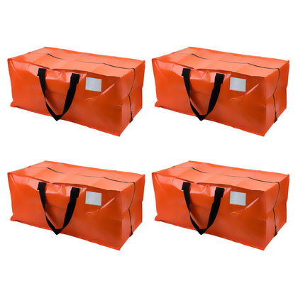 DURASACK Heavy Duty Moving Bag Storage Container Duffle Bag with Zipper, Reinforced Carry Straps and Backpack Straps, Made of Rugged Woven Polypropylene, Pack of 4, Orange