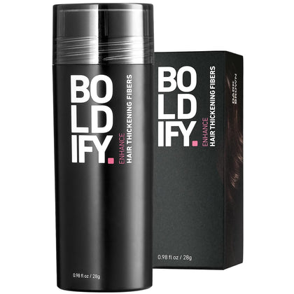 BOLDIFY Hair Fibers Powder for Thinning Hair (DARK BROWN) Undetectable & Natural - 28g Bottle - Completely Conceals Hair Loss in 15 Sec - Hair Thickener & Topper for Fine Hair for Women & Men