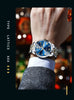 OLEVS Watch for Men Diamond Business Dress Analog Quartz Stainless Steel Waterproof Luminous Date Two Tone Luxury Casual Wrist Watch Blue
