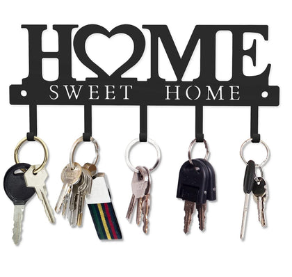 WIPHANY Key Holder Hooks Organizer Hanger Rack Wall Mounted with Screws and Anchors Home Sweet Home Wall Metal Decor for Entryway Front Door Kitchen Hallway Garage Mudroom Office 9.8inches/25cm