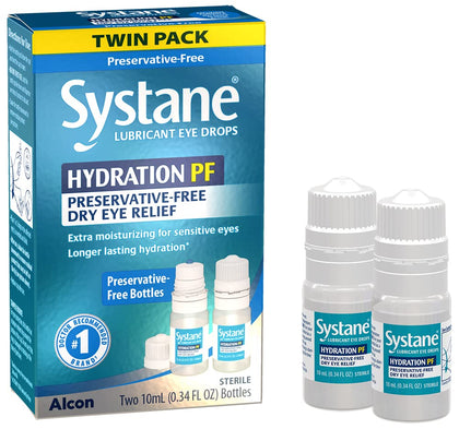 Systane Hydration Multi-Dose Preservative-Free Eye Drops Dry Eye Relief Twin Pack (2x10ml)