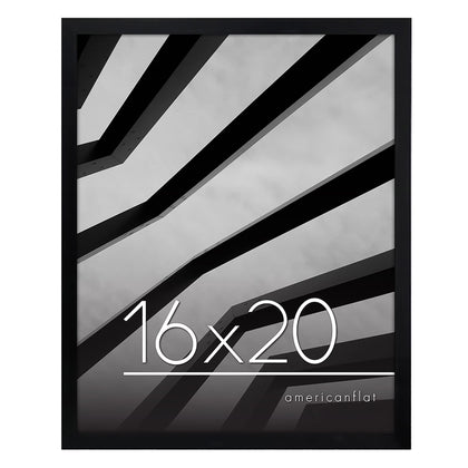 Americanflat 16x20 Poster Frame in Black - Thin Border Photo Frame with Polished Plexiglass - Horizontal and Vertical Formats for Wall