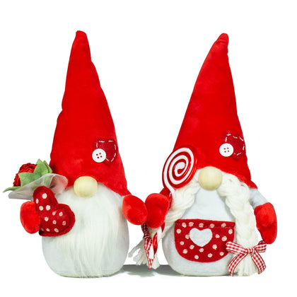 BWFY Valentines Day Romantic Couple Gnomes Decor Swedish Tomte Gnomes 2PCS Scandinavian Gnomes Decorations Desktop Collectible Home Ornament Love for Men/Women
