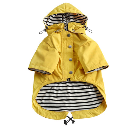 Morezi Dog Zip Up Dog Raincoat with Reflective Buttons, Rain/Water Resistant, Adjustable Drawstring, Removable Hood, Stylish Premium Dog Raincoats with Legs - Size XS to XXL Available - Yellow - M