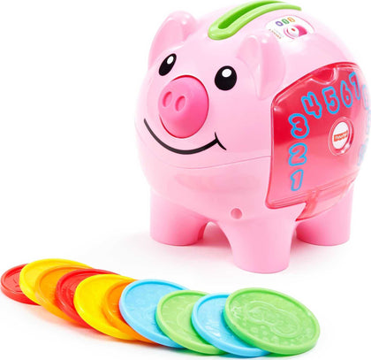 Fisher-Price Laugh & Learn Baby Learning Toy Smart Stages Piggy Bank with Music & Phrases for Infant to Toddler Ages 6+ Months