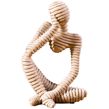 NEWQZ Thinker Figurine Resin Sculpture Statue Collectible Craft Art Handcrafted for Desktop Decor(Stripe)