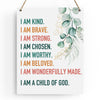 Inspirational Decor I am a Child of God Scripture Wooden Hanging Sign Christian Gift for Baby Kids Girl Boy Nursery Teen Room Bible Verse Wall Art Decoration 8 x 10 Inches
