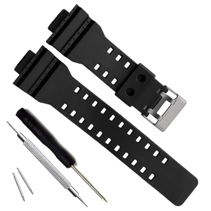 Natural Resin Replacement Watch Band Strap for Casio Mens G-Shock G-8900/GLS-8900/GR-8900/GW-8900/GD-100/GD-110/GD-120/GA-110/100/120/200/150/GLS-100/GA-300 (Black)
