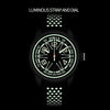 Diella Automatic Watches for Men Black Leather Mechanical Mens Wrist Watches Waterproof Luminous Analog Watches with Date (Model:AD6029)