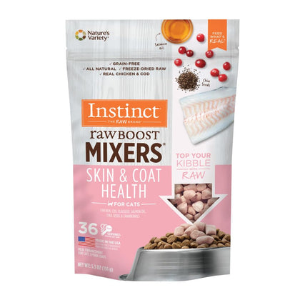 Instinct Freeze Dried Raw Boost Mixers Grain Free Skin & Coat Health Recipe All Natural Cat Food Topper by Nature's Variety, 5.5 oz. Bag