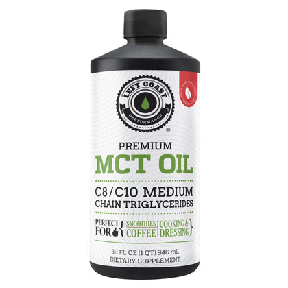 100% Coconut MCT Oil Liquid - MCT Oil C8 C10 for Sustained Mental Energy & Focus Support Great for Smoothies Salads Coffee & More - Palm Free Vegan Keto & Paleo Friendly 60+ Servings (32 Fl Oz)