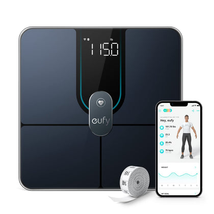 eufy Smart Digital Bathroom Scale P2 Pro with Wi-Fi Bluetooth, 16 Measurements Including Weight, Heart Rate, Body Fat, BMI, Muscle & Bone Mass, 3D Virtual Body Mode, 50 g/0.1 lb High Accuracy