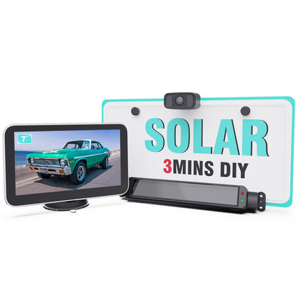 Nuoenx Upgrade Solar Wireless Backup Camera for Truck, 3Mins No Wire Install, 6700 Solar Battery Powered Car Back Up Camera System with 7