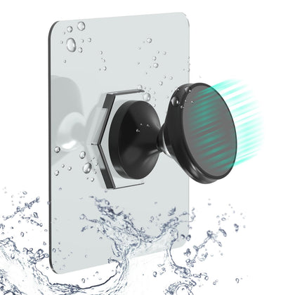 OCEANLOVE Wall Mount Magnetic Phone Holder Waterproof with Flexible Reusable Adhesive Sticky Pad, Rustproof Oilproof for iPhone Mostly Phone for Mirror Shower Tile Glass Bathroom Kitchen Gym Car