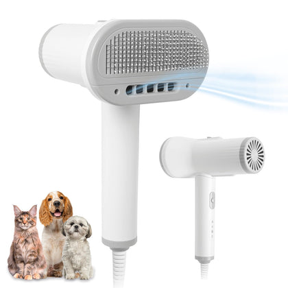 KUUBIA Pet Hair Dryer | 2-in-1 Pet Dryer with Slicker Brush | Dog Hair Dryer | Cat Dryer | Dog Blow Dryer | Pet Grooming Dryer | For Small and Medium-Sized Dogs and Cats