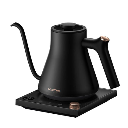 INTASTING Electric Kettles, Gooseneck Electric Kettle, ±1? Temperature Control, Stainless Steel Inner, Quick Heating, for Pour Over Coffee, Brew Tea, Boil Hot Water, 0.9L Black