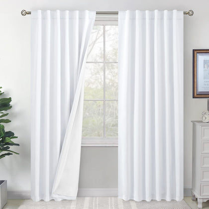BGment Blackout Curtains 84 Inch Length 2 Panels Set, Bedroom Curtains Thermal Insulated Light Blocking Room Darkening Living Room Window Curtains Rod Pocket and Back Tab, 52 x 84 Inch, Pure White