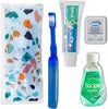 Dental Travel Kit with Travel Toothbrush, Travel Sized Toothpaste, Mouthwash and Floss in a Reusable Zipper Pouch, Ideal for Traveling (TSA Approved), Toothbrush Travel Kit