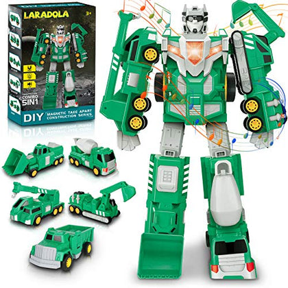 Laradola Toys for 3 4 5 6 7 8 Year Old - Transform Robot Kids Toys Cars | STEM Building Toddler for Ages 4-8 | 5 in 1 Construction Toys Christmas Birthday Gifts for Boy Girls