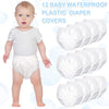 Funtery 12 Pairs Waterproof Plastic Pants for Toddlers Plastic Diaper Covers Potty Training Pants Soft Underwear Covers (as1, alpha, m, m, regular, regular) White