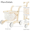 labebe Baby Push Walker Doll Stroller, Push Toy for Toddler, Shopping Cart for Girls and Boys 1 Years Old, Kids Stand Learning Walker, Wooden Play Wagon with Wheel, Larger Size 15.2 * 18.7 * 19.7