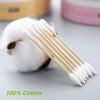 Cotton Swabs 500 Count Bamboo Stick Cotton Swabs for Ears Natural Cotton Tips for Makeup Cleaning Rounded & Pointed Thick Cotton Buds Wooden Cotton Swabs with Plastic Container