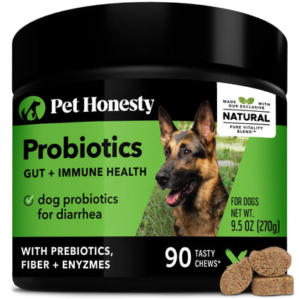 Pet Honesty Probiotics for Dogs - Digestive Enzymes Promotes Gut Health, Dog Probiotics for Diarrhea & Bowel Support, Immunity Health & Itch Relief, Prebiotics and Probiotics (Duck 90 ct)