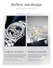 OLEVS Womens Skeleton Watch Automatic Self Winding Sterling Silver Diamond Ladies Luxury Dress Wrist Watch for Women