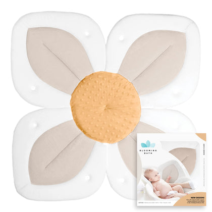 Blooming Bath Baby Bath Seat - Baby Tubs for Newborn Infants to Toddler 0 to 6 Months and Up - Baby Essentials Must Haves - The Original Washer-Safe Flower Seat (Lotus, Buttercream/Honey)