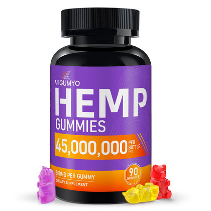 Hemp Gummies, High Potency - Great for Peace & Relaxation, Advanced Pure Hemp Oil Infused Hemp Gummies, Support Deep Bedtime, Joint Health, Energy - 90 Edibles Zero ÇBD Oil - Made in USA