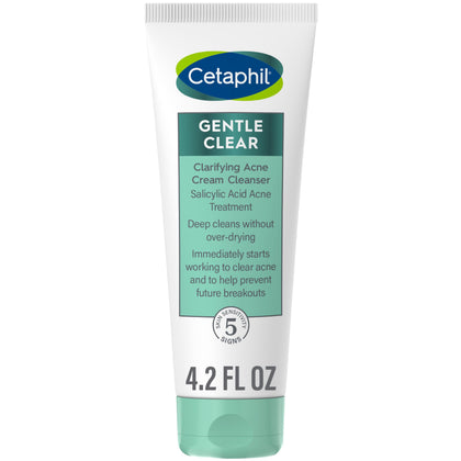 Cetaphil Acne Face Wash, Gentle Clear Clarifying Acne Cream Cleanser with 2% Salicylic Acid, Deep Cleans & Treats Acne Prone Skin, Skin Care for Sensitive Skin, 4.2oz