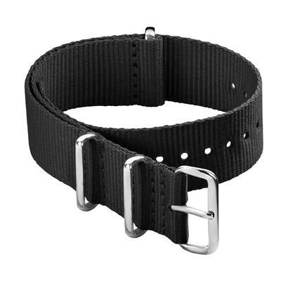 Archer Watch Straps - Classic Military Style Nylon Watch Strap (Black, 22mm)