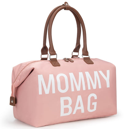 printe Mommy Bag for Hospital, Large Capacity Diaper Bag Tote for 2 Kids, Waterproof Hospital Bag for Labor and Delivery with Straps, Travel Baby Diaper Bag, Pink