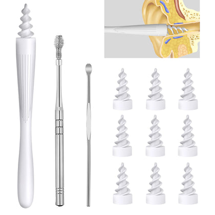 3 in 1 Ear Wax Removal Tool, Q-Grips Ear Wax Removal Reusable and Washable Replacement Soft Silicone Tips for Cleaner Earwax, Ear Wax Removal Kit Contains 3 Types of Ear Cleaner Tools ?White?