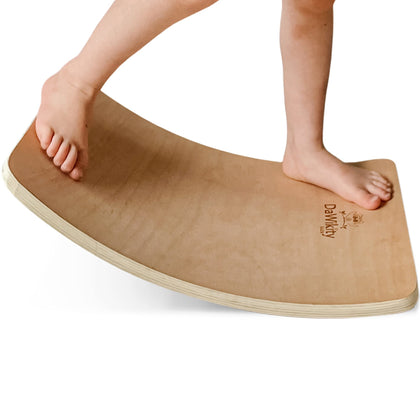 DaWikity Kids Balance Board - Wooden Wobble Board for Kids - Compact Balancing Trainer for Children, Toddlers, Adults - Solid Poplar Core with Eco-Conscious Coating, Up to 480 lbs Capacity - 17x12x3