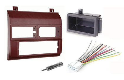 Red Complete Single Din Dash Kit + Pocket Kit + Wire Harness + Antenna Adapter Compatible with Chevrolet & GMC 1988-1996
