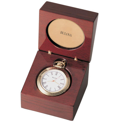 Bulova B2662 Ashton Pocket Watch, Gold-Tone Finish/Mahogany Stain Box