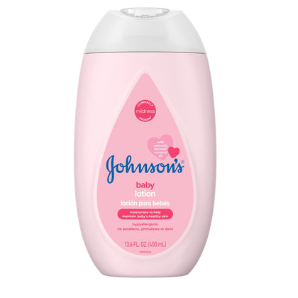 Johnson's Baby Moisturizing Mild Pink Baby Lotion with Coconut Oil for Delicate Baby Skin, Paraben-, Phthalate- & Dye-Free, Hypoallergenic & Dermatologist-Tested, Baby Skin Care, 13.6 Fl. Oz