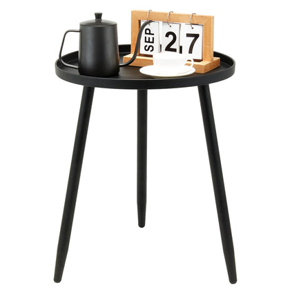Cute End/Side Tables - Small Round Accent Table, Metal Black Narrow Night Stands with 3 Legs, Ideal for Any Room-Side Tables Living Room, Bedroom, Plant Stand Balcony, Indoor & Outdoor