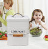 ayacatz Stainless Steel Compost Bin for Kitchen Countertop Compost Bin?1 Gallon, Kitchen Trash Can -Includes Charcoal Filter?Compost Bucket Kitchen Pail Compost with Lid -White